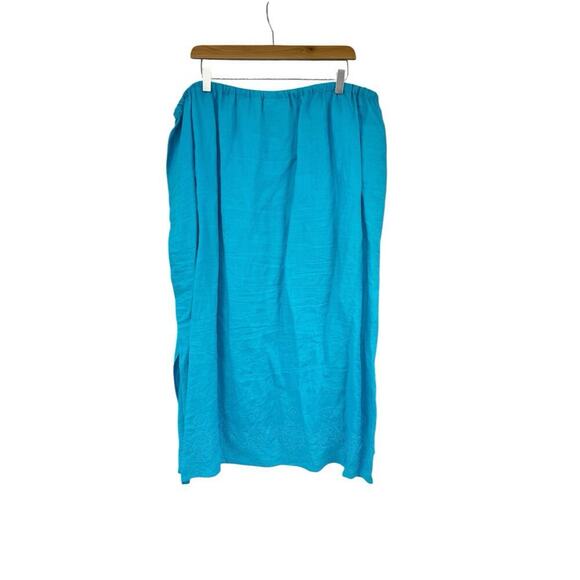 Liz Claiborne Bright Blue Pull On 100% Linen Embroidered Skirt Beach Womens 3XL - Picture 3 of 7